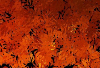 Koyu turuncu vektör çizimi ve yapraklar. Soyut şablondaki karalamalarla dekoratif illüstrasyon. Cep telefonlarının geçmişleri için şablon.