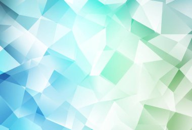 Açık mavi, yeşil vektör çokgen çizimi. Soyut ve üçgenli renkli çizimler. İşiniz için en iyi üçgen tasarım.