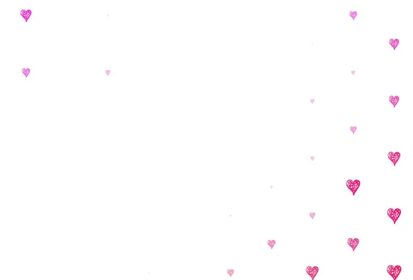 Светло Фиолетовый Розовый Векторный Узор Цветными Сердцами Мбаппе Стиле Феерии — стоковый вектор