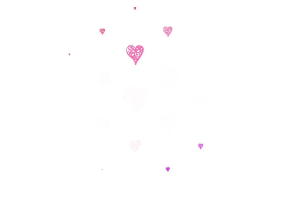 Rose Clair Motif Vectoriel Rouge Avec Des Cœurs Colorés Illustration — Image vectorielle