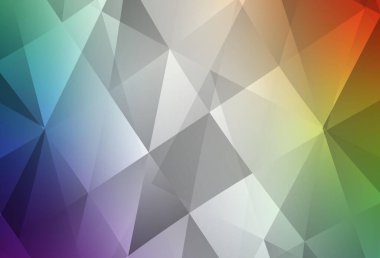 Işık çok renkli vektör parlayan üçgen zemin. Üçgenli parlak renkli çizimler. İşiniz için en iyi üçgen tasarım.