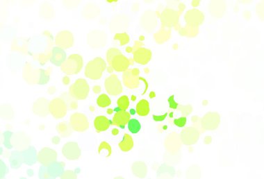 Açık yeşil, daireli sarı vektör şablonu. Doğa tarzında renkli baloncuklu soyut illüstrasyon. Duvar kağıtlarının dokusu için desen.