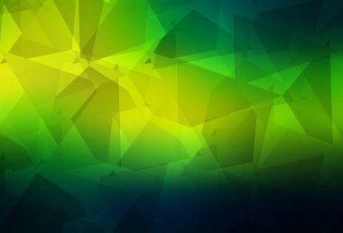 Koyu yeşil, çokgen şekilli sarı vektör arkaplan. Modern tarzda değişen renkli kaotik formlar. Bir cep telefonu için arka plan.