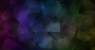 4K koyu çok renkli çokgen soyut görüntü döngüsü.