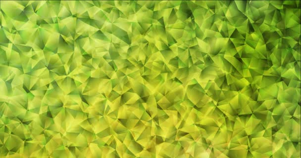 4K looping licht groen, gele video met veelhoekige vormen. — Stockvideo