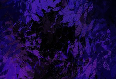 Koyu mor vektör karalama dokusu ve yapraklar. Yapraklı modern geometrik soyut çizim. Tasarımınız için yeni şablon.