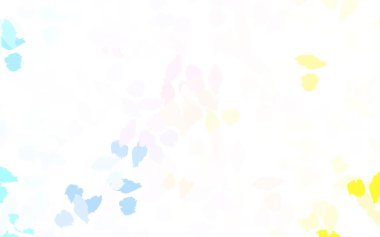 Açık mavi, kaotik şekilli sarı vektör şablonu. Soyut tarzda rengarenk gradyan şekilleri olan bir resim. Bir cep telefonu için arka plan.