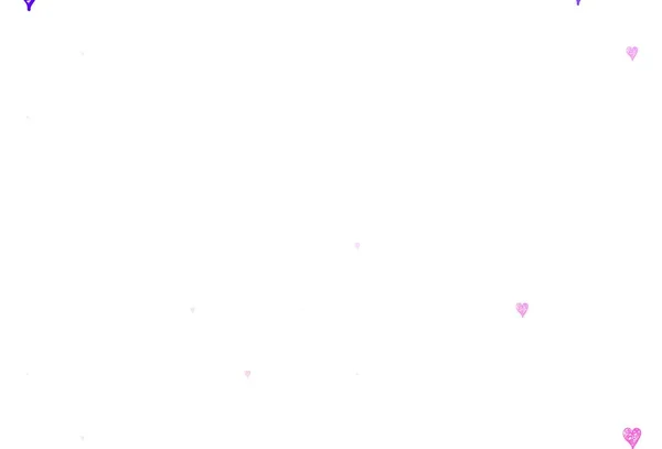 Light Purple Vektor Hintergrund Mit Leuchtenden Herzen Illustration Mit Formen — Stockvektor