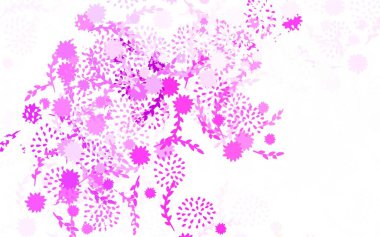 Açık Mor, pembe vektör karalama arkaplanı çiçekler, güller. Beyaz arka planda gradyanı olan çiçekler. Tasarımınız için yeni şablon.