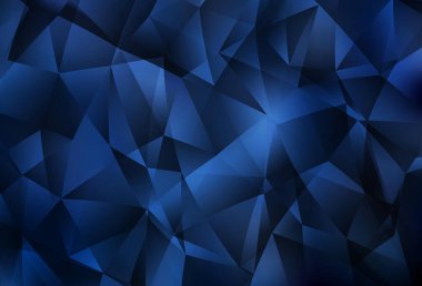 Koyu mavi vektör üçgen arkaplan. Origami tarzında gradyan ile geometrik çizim. Arkaplanlarınız için desenli desen.