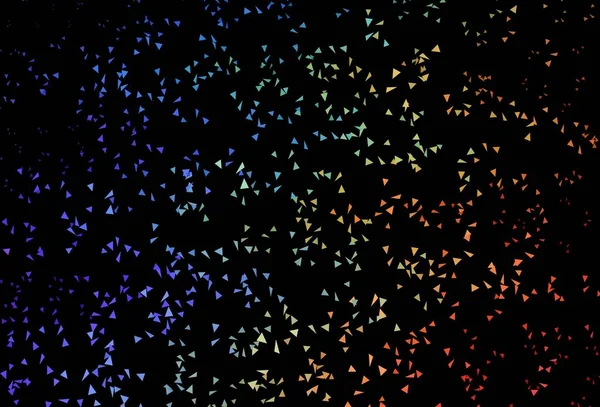 Üçgenli koyu renkli vektör arkaplanı. Üçgen şekilli ışıltılı soyut çizimler. Duvar kağıtları için zarif tasarım.