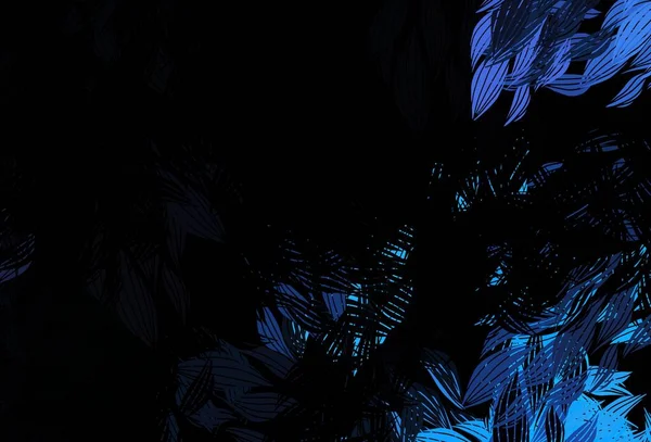 Rosa Oscuro Vector Azul Fondo Elegante Con Hojas Doodle Ilustración — Vector de stock