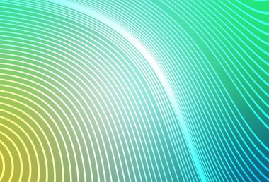 Bükülmüş çizgileri olan açık yeşil vektör şablonu. Renkli çizgileri ve şekilleri olan bir örnek. Posterler ve afişler için iş tasarımı.