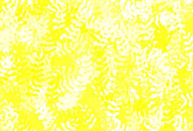 Açık sarı vektör karalama şablonu. Yapraklar ve karalamalar ile soyut çizimler. İşiniz için yeni tasarım.