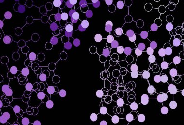 Koyu mor, pembe vektör arkaplan ve yapay zeka formları. Renkli yapay zeka yapısı, eğimli çizgiler ve noktalar. Bilim için desen, geleceksel tasarımlar..