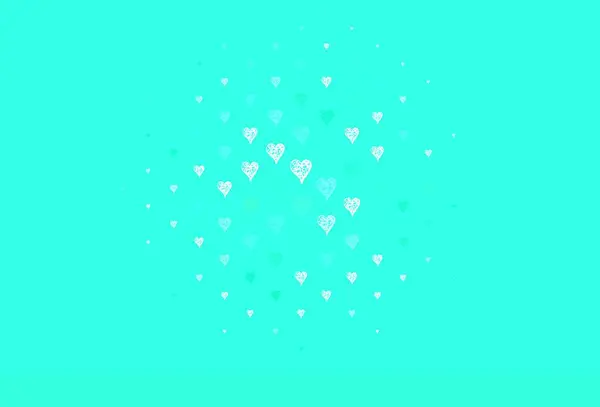 Patrón Vectorial Verde Claro Con Corazones Coloridos Hermoso Estilo Celebración — Archivo Imágenes Vectoriales