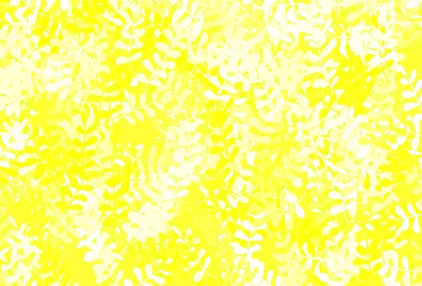 Modelo Doodle Vetorial Amarelo Claro Com Folhas Glitter Ilustração Abstrata — Vetor de Stock
