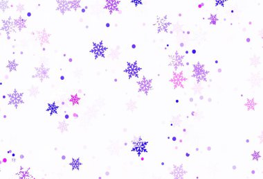 Açık Pembe, Xmas kar taneli Mavi vektör arka planı. Buz kristalleri ile soyut resimleme. Yeni yıl broşürleri için desen.