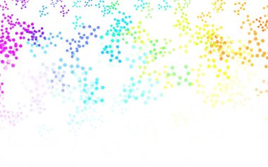 Yapay zeka verileriyle ışık çok renkli vektör arkaplanı. Yapay zekanın bağlantı ve noktalarıyla soyut illüstrasyon. Zeka ve yenilik reklamları için şablon.