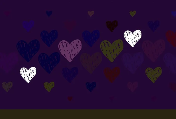 Ανοιχτό Πράσινο Κόκκινο Διανυσματικό Πρότυπο Doodle Καρδιές Λαμπερή Απεικόνιση Καρδιές — Διανυσματικό Αρχείο