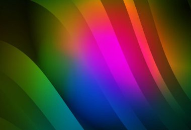 Koyu pembe, eğri çizgileri olan yeşil vektör düzeni. Kavisli çizgilerden oluşan parlak bir illüstrasyon. İşiniz için en iyi tasarım.