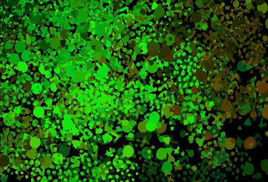 Açık yeşil, Memphis şekilli sarı vektör arkaplan. Renkli rastgele şekillerle modern soyut illüstrasyon. Duvar kağıtları için zarif tasarım.