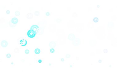 Lekeli hafif Mavili vektör arkaplanı. Doğa tarzında bulanık halkaları olan güzel renkli çizimler. Fütürist reklamlar ve kitapçıklar için şablon.