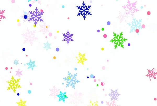 Fond Vectoriel Multicolore Clair Avec Flocons Neige Noël Flocons Neige — Image vectorielle