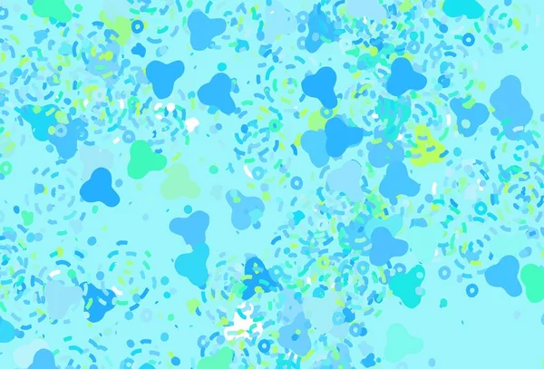Açık mavi, soyut şekilli yeşil vektör dokusu. Renkli rastgele şekillerle modern soyut illüstrasyon. Duvar kağıtları için zarif tasarım.