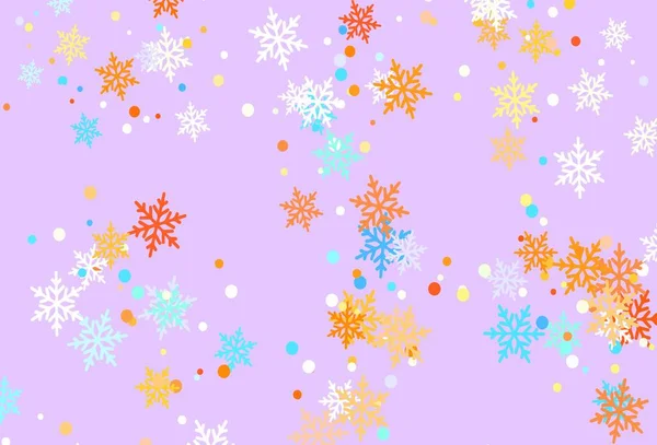 Azul Claro Textura Vectorial Amarilla Con Copos Nieve Colores Ilustración — Vector de stock