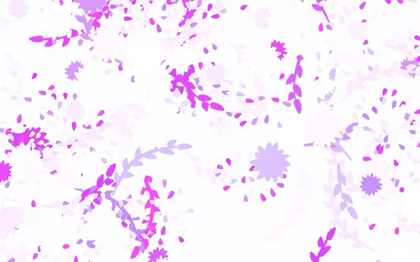 Light Purple Vektor Doodle Minta Virágokkal Egy Elegáns Fényes Illusztráció — Stock Vector