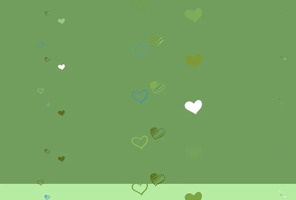 Світло Зелений Жовта Векторна Текстура Прекрасними Серцями Прекрасне Свято Серця — стоковий вектор