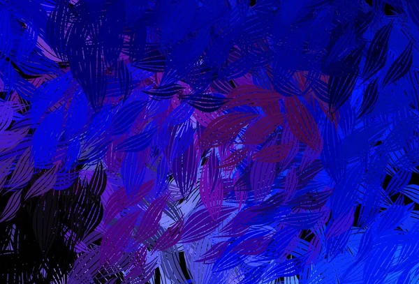 Σκούρο Ροζ Μπλε Διάνυσμα Doodle Υφή Φύλλα Φύλλα Κομψό Φυσικό — Διανυσματικό Αρχείο