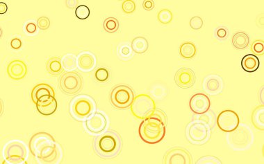 Kabarcıklı hafif turuncu vektör arka planı. Parlak renkli soyut çemberlerin olduğu bir resim. Güzel web siteleri için desen.