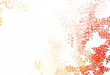 Açık yeşil, yapraklı kırmızı vektör zarif arka plan. Karalama tarzında yaprakları olan belirsiz bir çizim. Duvar kağıdı tasarımınız için yeni bir doku.