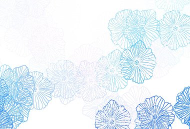 Koyu pembe, mavi vektör karalama dokusu ve yapraklar. Karalama tarzında çiçekli soyut illüstrasyon. Web siteleri ve pankartlar için desenli desen.