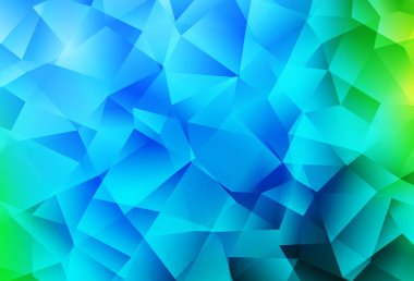 Açık mavi, yeşil vektör üçgen mozaik doku. Üçgenli modern soyut çizim. İş tasarımınız için yepyeni bir tarz.