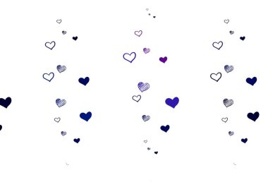 Açık Pembe, parlak kalpleri olan mavi vektör arkaplan. Soyut şablondaki kalplerle parlayan illüstrasyon. Sevgililer Günü 'nü kutlamak için tasarım.