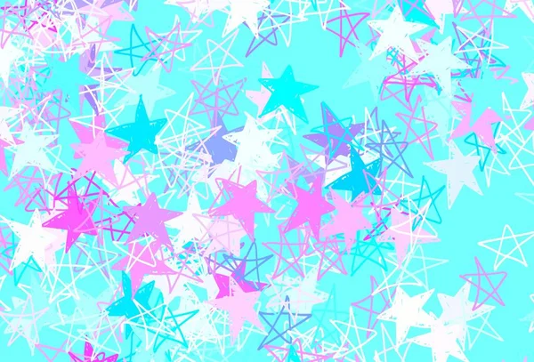 Rosa Claro Fundo Vetor Azul Com Estrelas Coloridas Ilustração Abstrata — Vetor de Stock