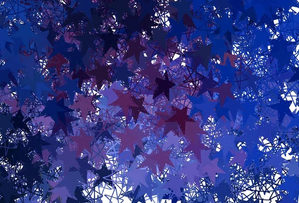 Koyu pembe, renkli yıldızlı mavi vektör arkaplan. Renkli yıldızlı soyut çizimler. Astronomi web siteleri için desen.