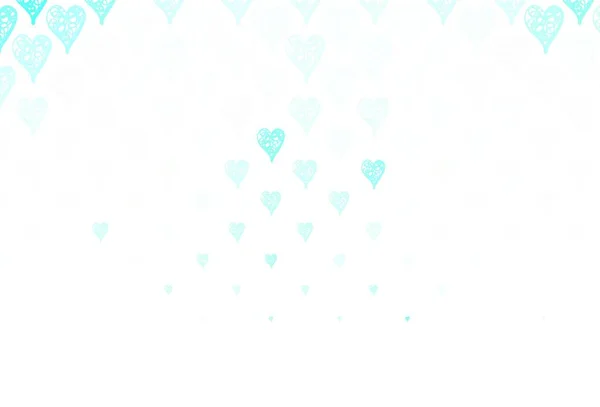 Light Green Vector Template Doodle Hearts Smart Illustration Gradient Hearts — Stock Vector
