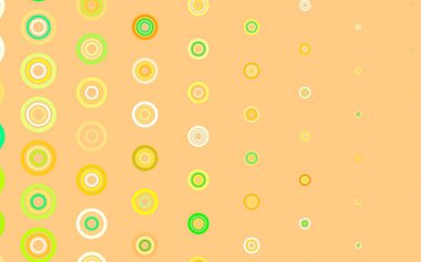 Açık yeşil, küreli sarı vektör deseni. Soyut arka planda bulanık kabarcıklar ve renkli gradyan. Poster ve web siteleri için tasarım.