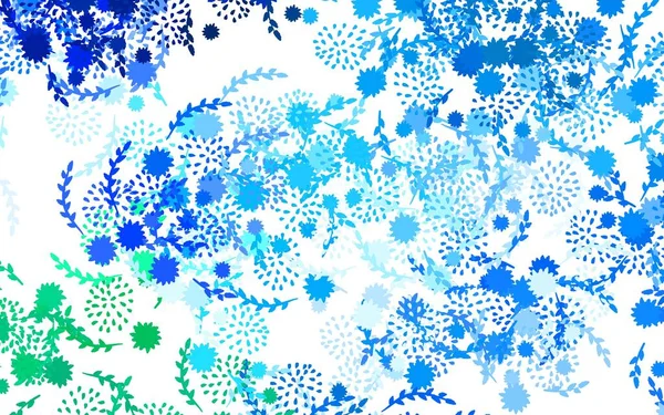 Açık mavi, yeşil vektör doğal desenli çiçekler beyaz arkaplanda doğal olarak çiçek açar. Web sitesi yöneticileri ve tasarımları için desen.
