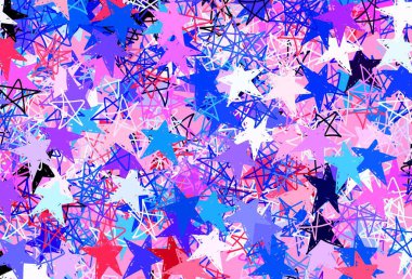 Açık mavi, güzel yıldızlı kırmızı vektör dokusu. Soyut şablondaki yıldızlarla dekoratif parlak illüstrasyon. Astronomi web siteleri için desen.