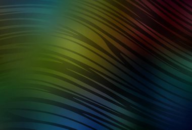 Eğri çizgileri olan koyu renkli vektör deseni. Basit eğri biçiminde parlak renkli bir illüstrasyon. Cep telefonu ekranları için arkaplan.