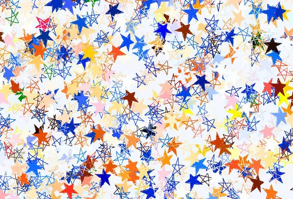 Parlak yıldızlı açık turuncu vektör düzeni. Soyut şablondaki yıldızlarla dekoratif parlak illüstrasyon. Astroloji web siteleri için desen.