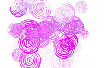 Mor renkli, güllü zarif bir şablon. Renkli, soyut karalama çiçekleri olan bir resim. Web siteleri ve pankartlar için desenli desen.