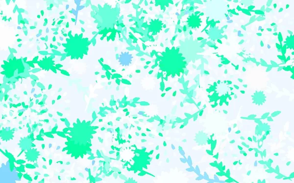 Ljusblå Grön Vektor Doodle Konsistens Med Blommor Rosor Färgglad Illustration — Stock vektor