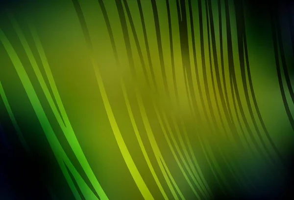 Dunkelgrüne Gelbe Vektorschablone Mit Gebogenen Linien Moderne Gradient Abstrakte Illustration — Stockvektor