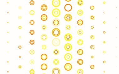 Dairesel hafif turuncu vektör şablonu. Bulanık yağmur damlaları olan soyut bir çizim. Poster ve web siteleri için tasarım.